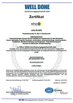 Zertifikat Iso 9001:215