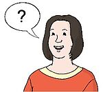 Bild von einer Frau mit einer Sprechblase in der ein Fragezeichen steht.
